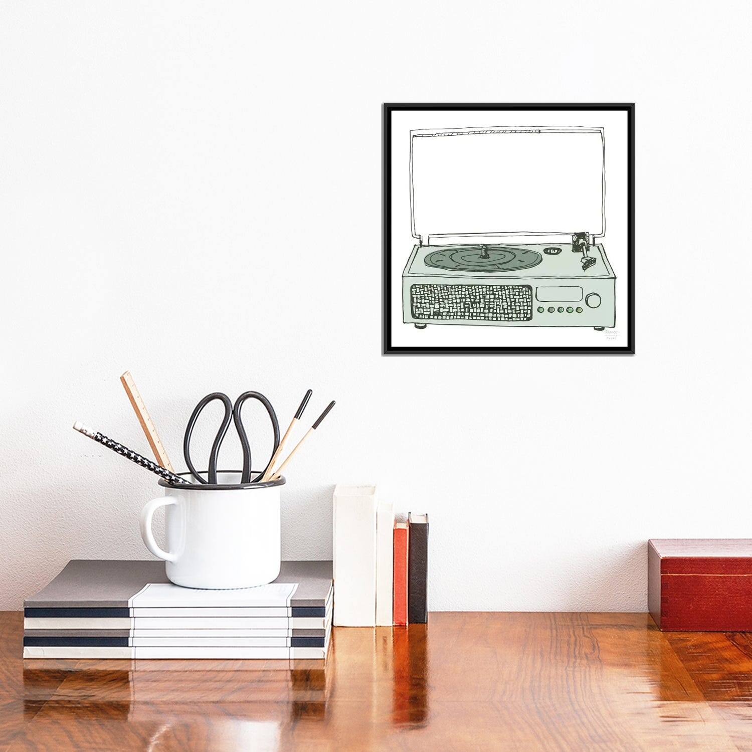 iCanvas "Victrola Record Player" by Statement Goods Framed Canvas Print